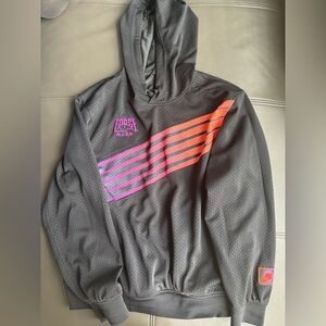 Nike Charcoal Hoodie with Pink and Orange Accents